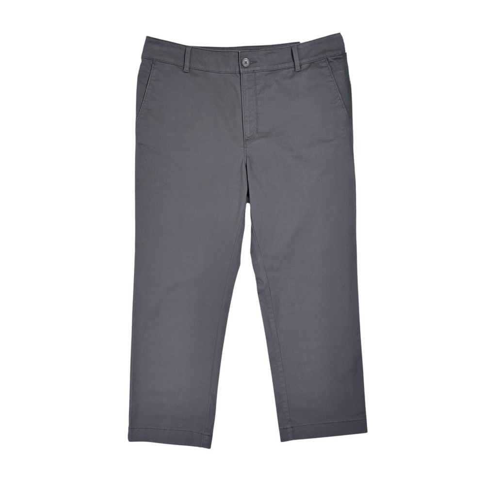 NWT Ann Taylor LOFT Monroe Straight Chino Pants Size 14 Gray Ankle Cotton Twill